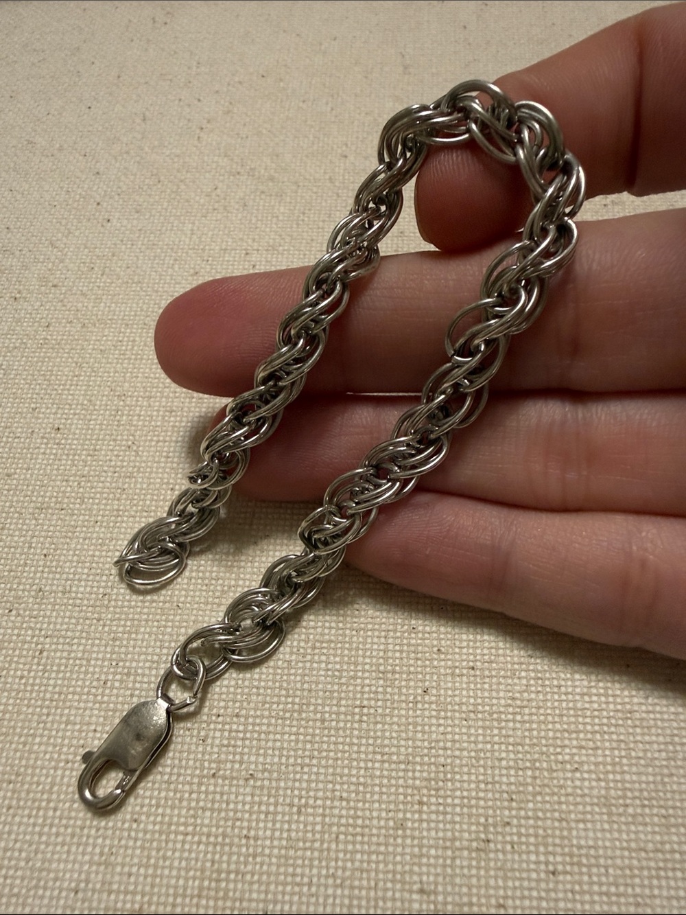 Sterling Silver 925 Men's Rope Chain Bracelet 7’